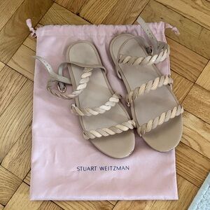 Stuart Weitzman Beige Braided Sandals